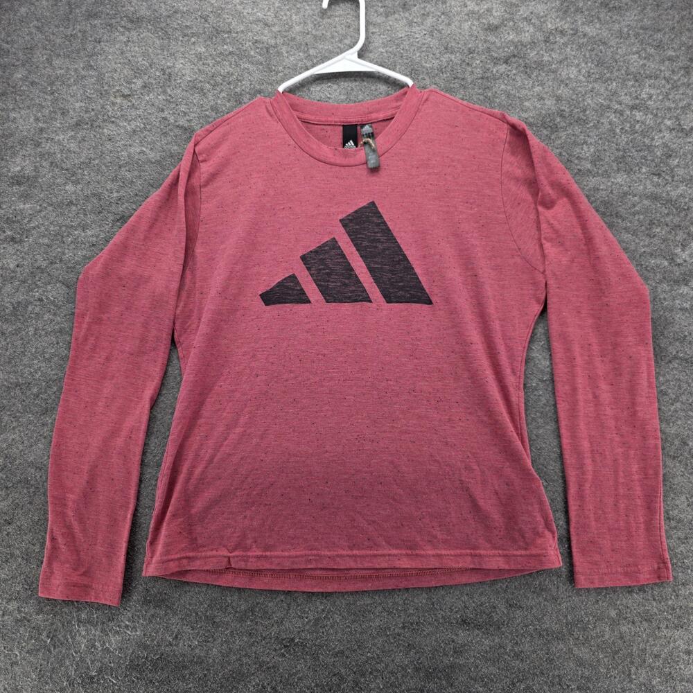 Adidas Shirt Mens Large Red Long Sleeve Pullover Athletic Logo Crewneck Casual